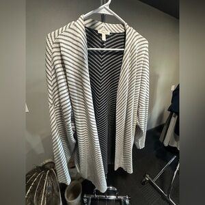 Eileen Fisher Black and White Striped Cardigan